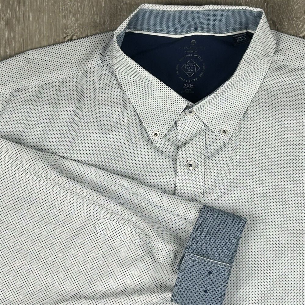 Con.Struct L/S Shirt Mens‎ 2XB 4 Way Stretch Moisture Wicking No Iron Polka Dots